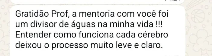 Print de mensagem de consteladora sobre entender como funciona cada cérebro